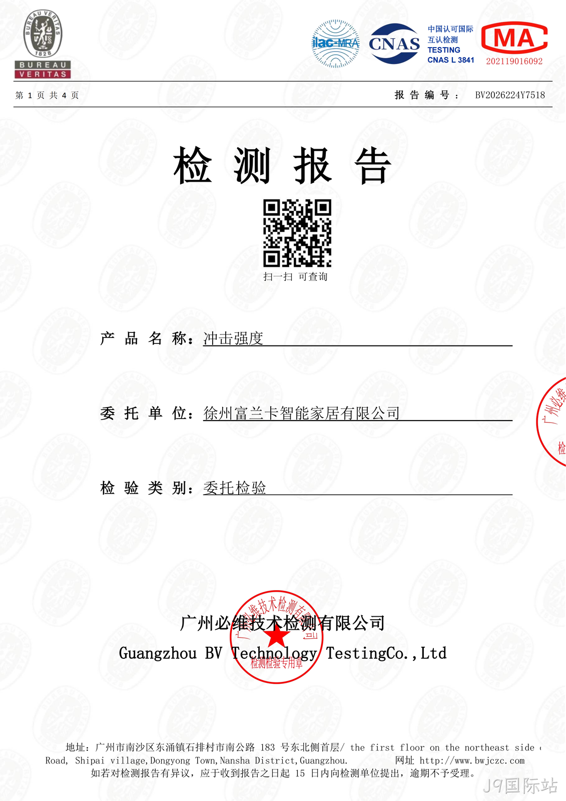 冲击强度检测报告